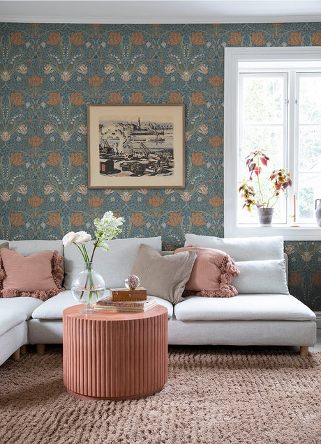 A-Street Prints 4080-33009 Fillippa Blue Tulip Wallpaper