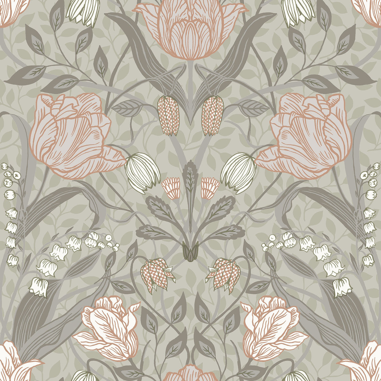 A-Street Prints 4080-44105 Filippa Grey Tulip Wallpaper