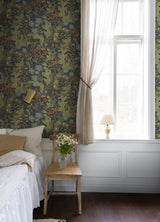 A-Street Prints 4080-83102 Elise Indigo Nouveau Gardens Wallpaper