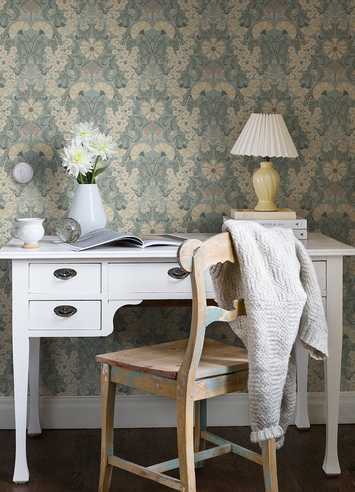 A-Street Prints 4080-83115 Ojvind Light Blue Floral Ogee Wallpaper