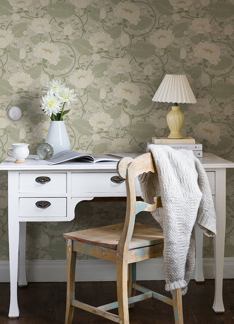 A-Street Prints 4080-83124 Eva Light Grey Lotus Dreams Wallpaper