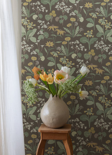 A-Street Prints 4080-92133 Magdalena Charcoal Dandelion Wallpaper