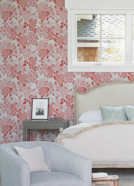 A-Street Prints 4081-26301 Irina Coral Floral Blooms Wallpaper