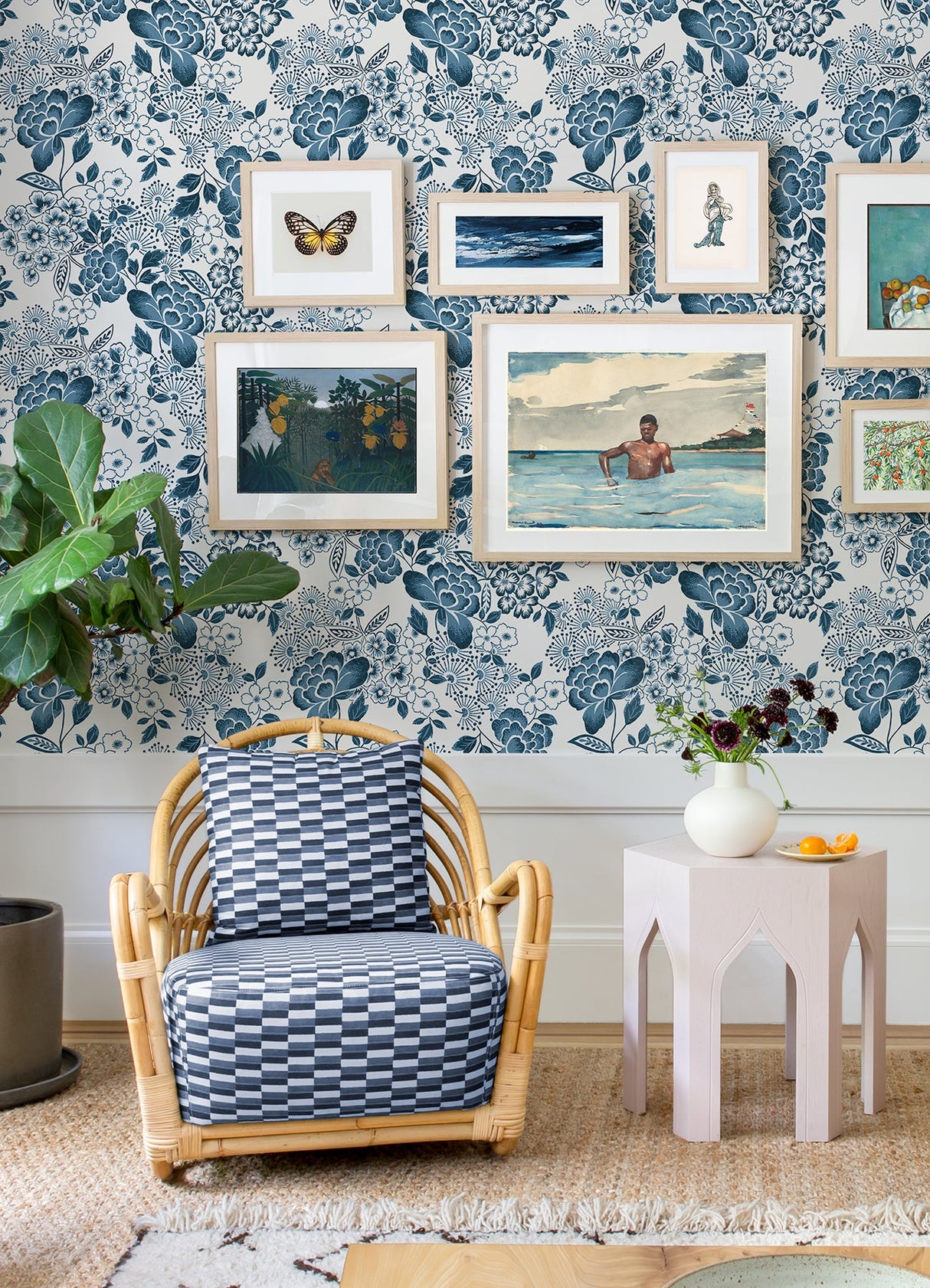 A-Street Prints 4081-26304 Irina Blue Floral Blooms Wallpaper