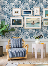 A-Street Prints 4081-26304 Irina Blue Floral Blooms Wallpaper