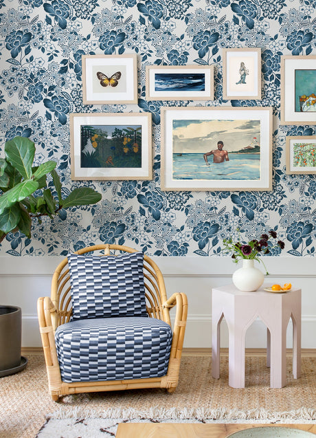 A-Street Prints 4081-26304 Irina Blue Floral Blooms Wallpaper