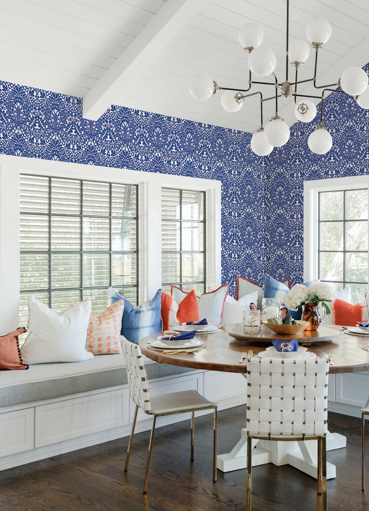 A-Street Prints 4081-26332 Marni Blue Fruit Damask Wallpaper