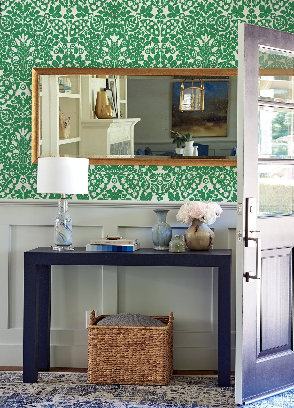 A-Street Prints 4081-26333 Marni Green Fruit Damask Wallpaper