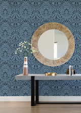 A-Street Prints 4081-26334 Marni Navy Fruit Damask Wallpaper