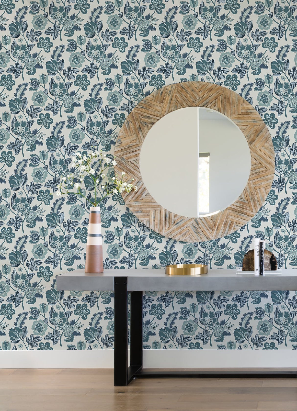 A-Street Prints 4081-26340 Jana Teal Jacobean Wallpaper