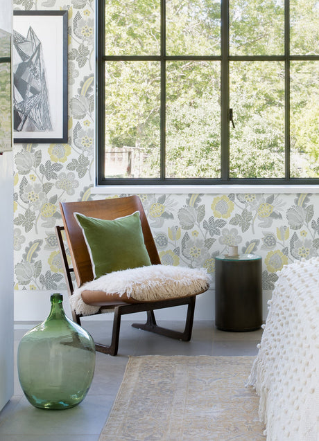 A-Street Prints 4081-26341 Jana Light Grey Jacobean Wallpaper