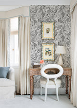 A-Street Prints 4081-26346 Bannon Black Leaves Wallpaper