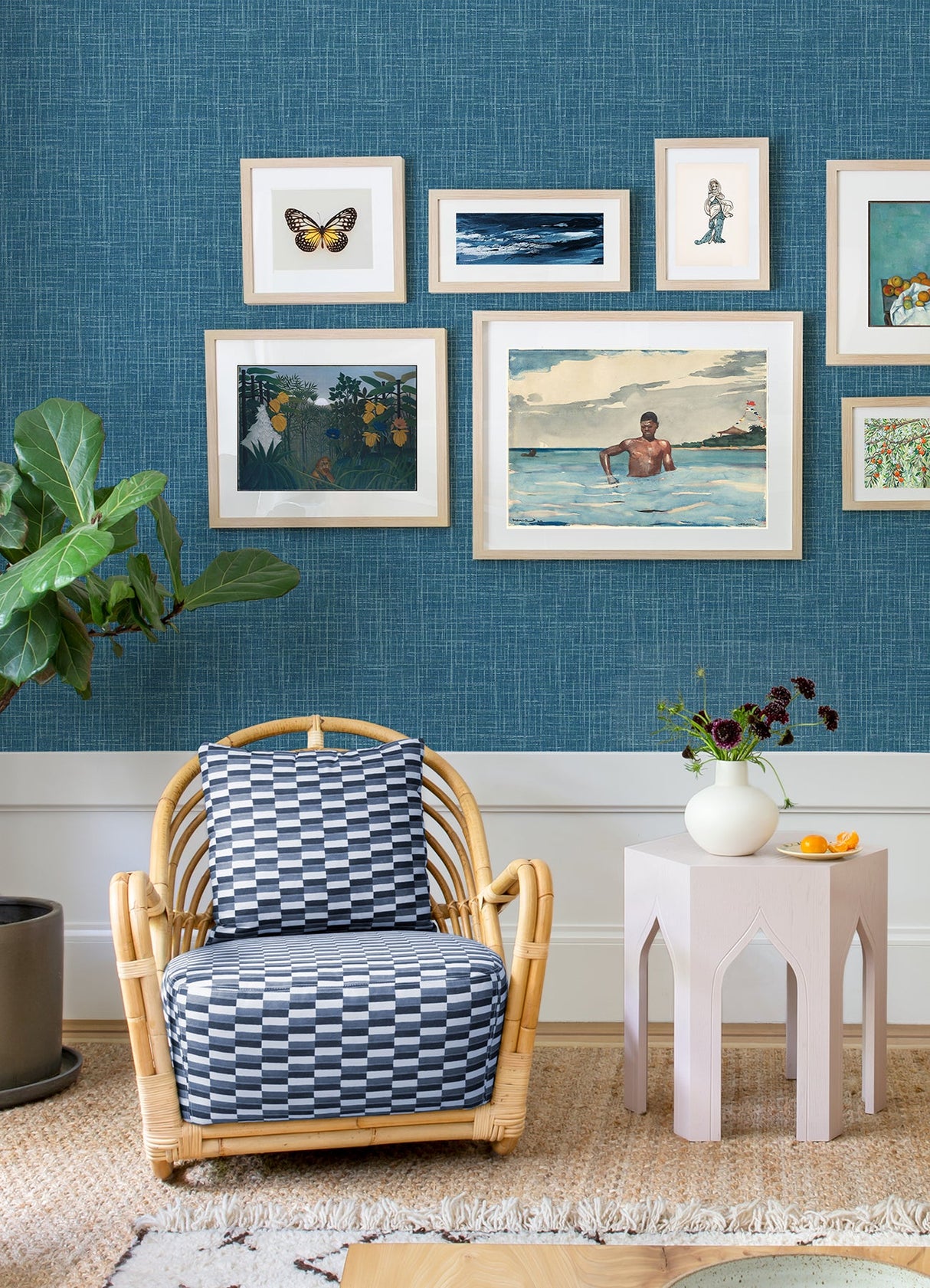 A-Street Prints 4081-26351 Emerson Teal Faux Linen Wallpaper