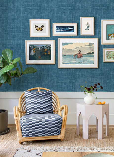 A-Street Prints 4081-26351 Emerson Teal Faux Linen Wallpaper