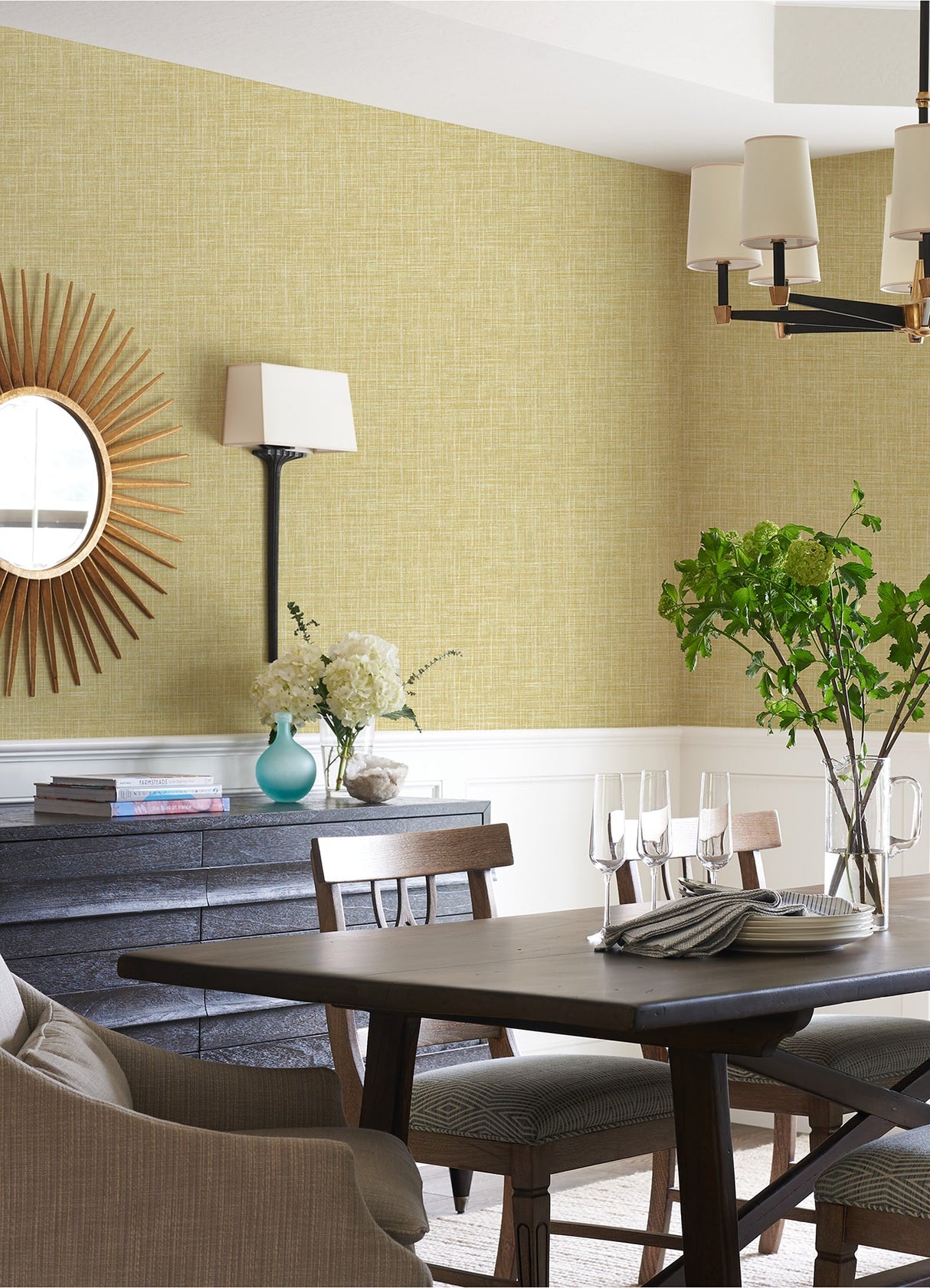 A-Street Prints 4081-26356 Emerson Yellow Faux Linen Wallpaper