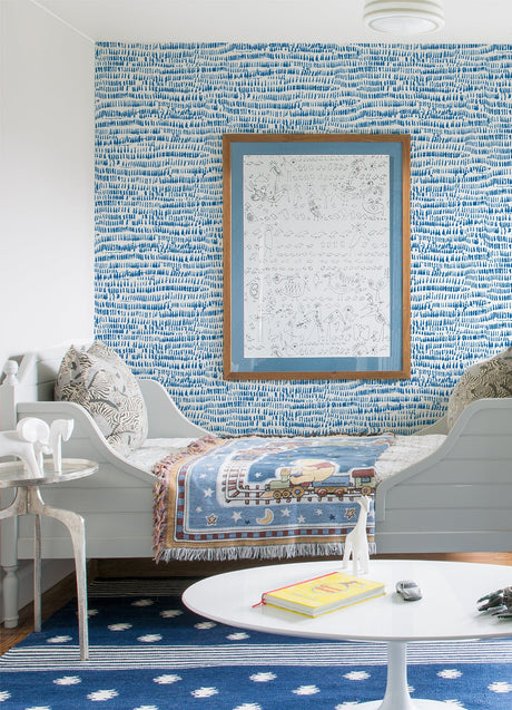A-Street Prints 4081-26357 Runes Sapphire Brushstrokes Wallpaper