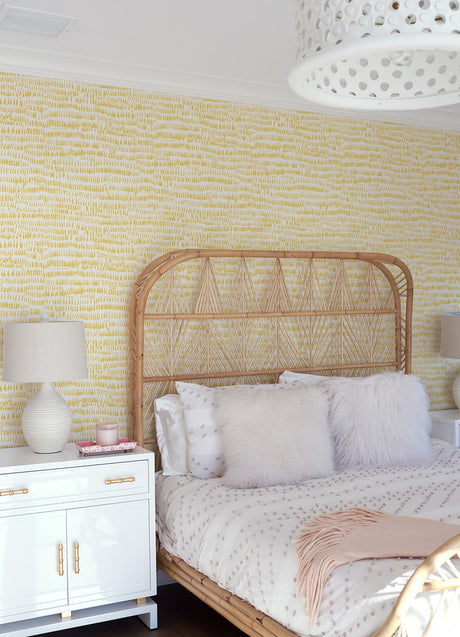 A-Street Prints 4081-26360 Runes Yellow Brushstrokes Wallpaper