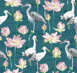 A-Street Prints 4081-87552 Barton Teal Heron Wallpaper