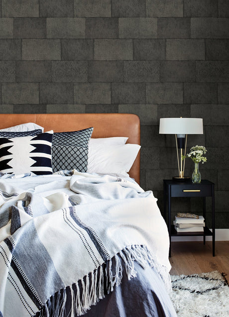 Advantage 4082-382016 Lyell Charcoal Stone Wallpaper