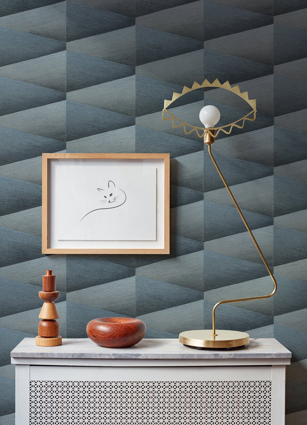 Advantage 4096-554656 Shae Indigo Geo Wallpaper