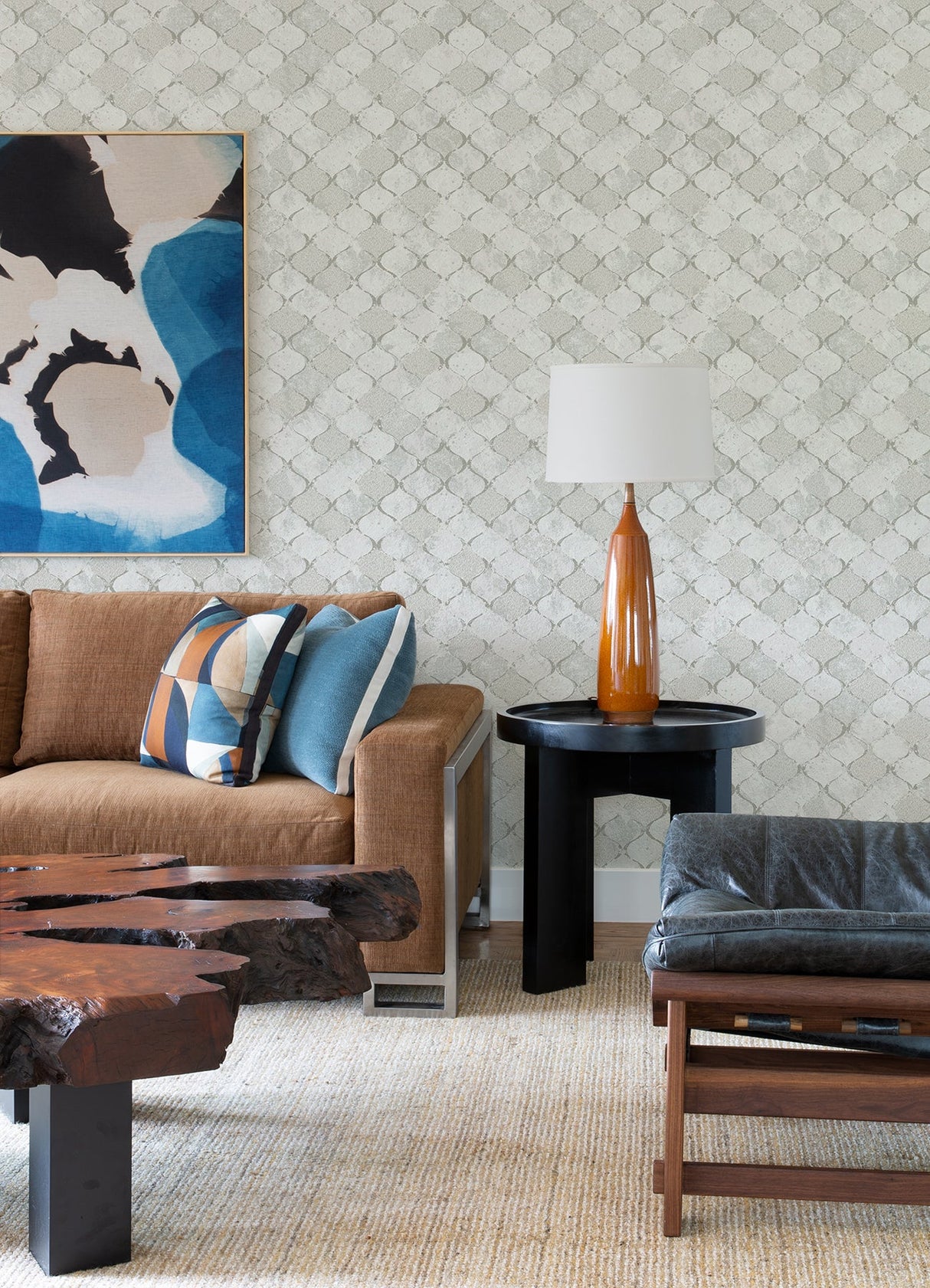 A-Street Prints 4105-86608 Pilak Silver Ogee Tile Wallpaper