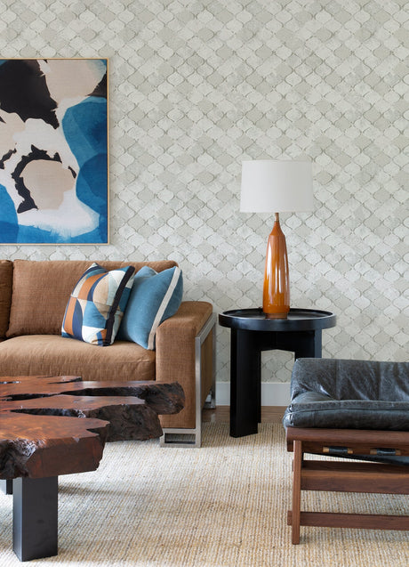 A-Street Prints 4105-86608 Pilak Silver Ogee Tile Wallpaper