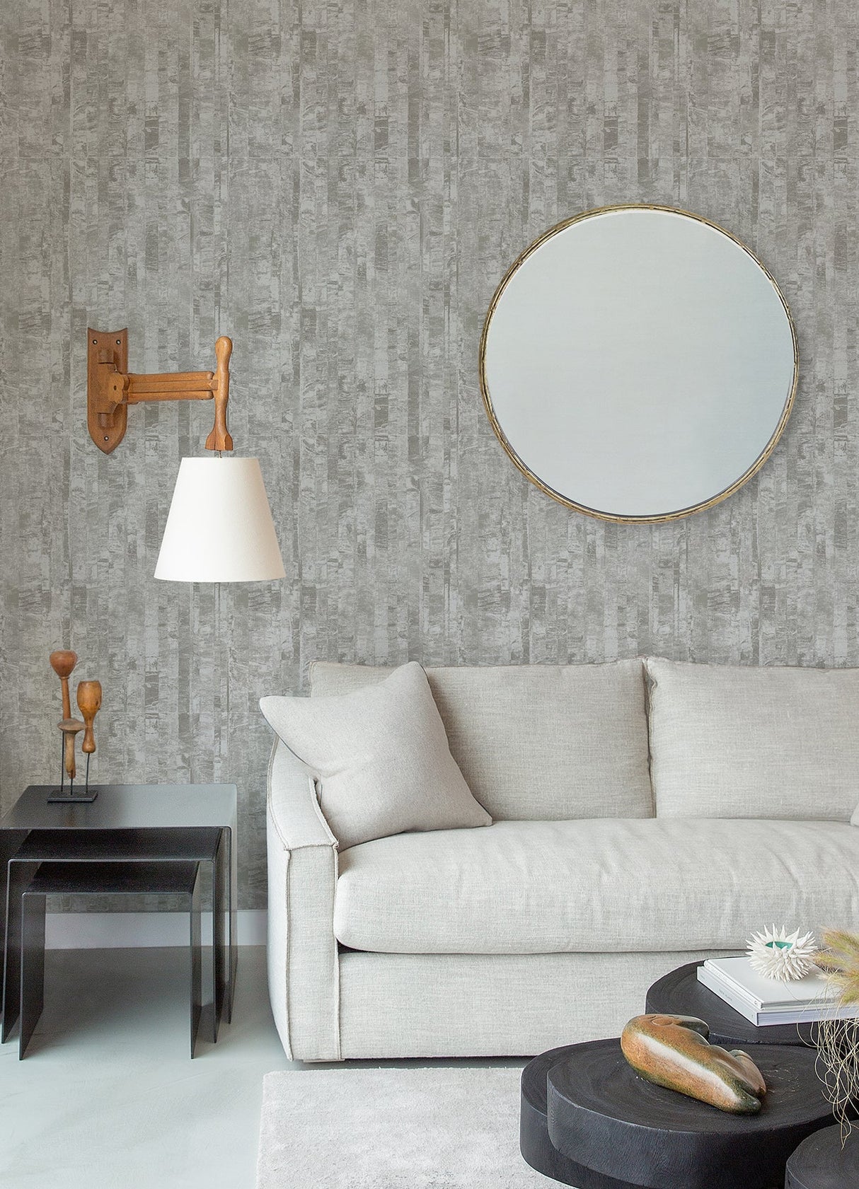 A-Street Prints 4105-86628 Zinarliya Silver Column Wallpaper