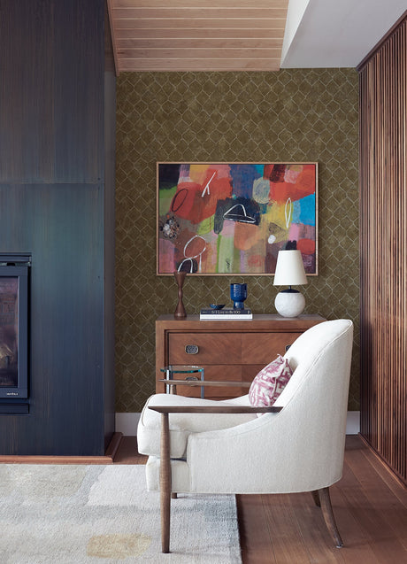 A-Street Prints 4105-86655 Rauta Brass Hexagon Tile Wallpaper