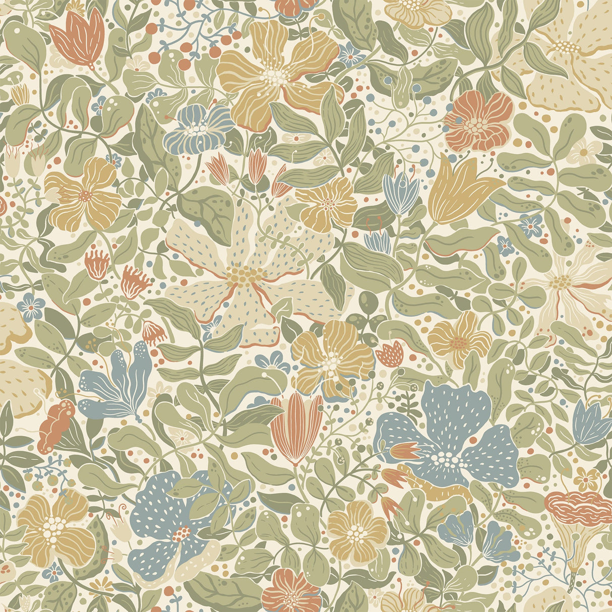 A-Street Prints 4111-63017 Midsommar Light Green Floral Medley Wallpaper