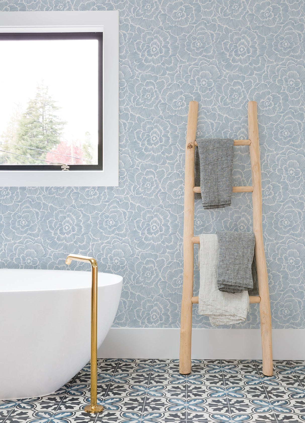 A-Street Prints 4120-26853 Periwinkle Blue Textured Floral Wallpaper - Eade's Wallpaper