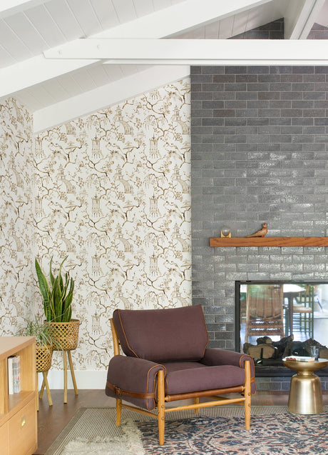 A-Street Prints 4120-26807 Serena Coffee Chinoiserie Wallpaper