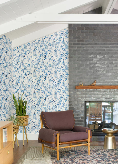 A-Street Prints 4120-26810 Serena Blue Chinoiserie Wallpaper
