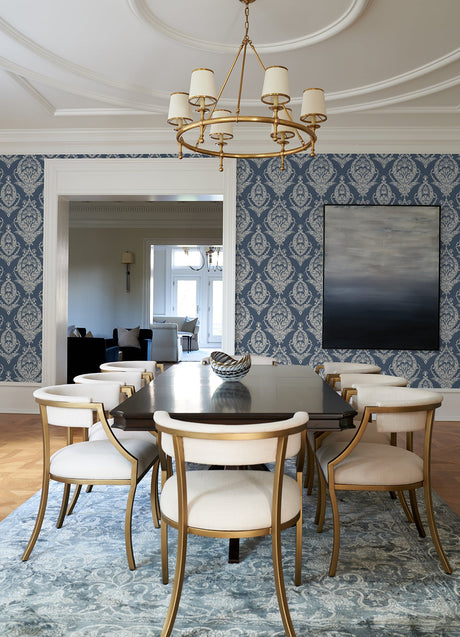 A-Street Prints 4120-26817 Arlie Indigo Botanical Damask Wallpaper