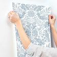 A-Street Prints 4122-27002 Nestle Blue Bird Block Print Wallpaper - Eade's Wallpaper