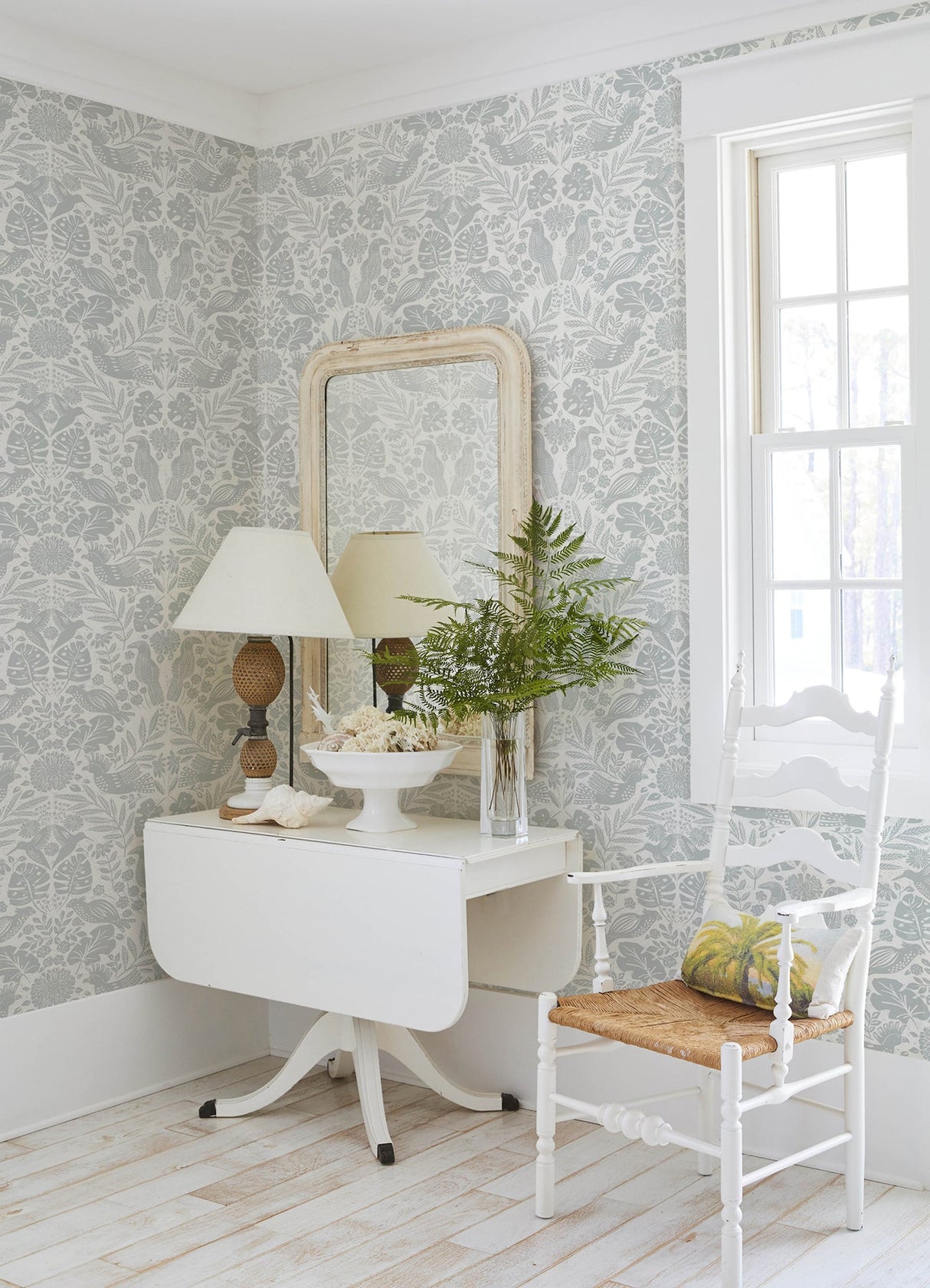A-Street Prints 4122-27004 Nestle Blue Bird Block Print Wallpaper - Eade's Wallpaper