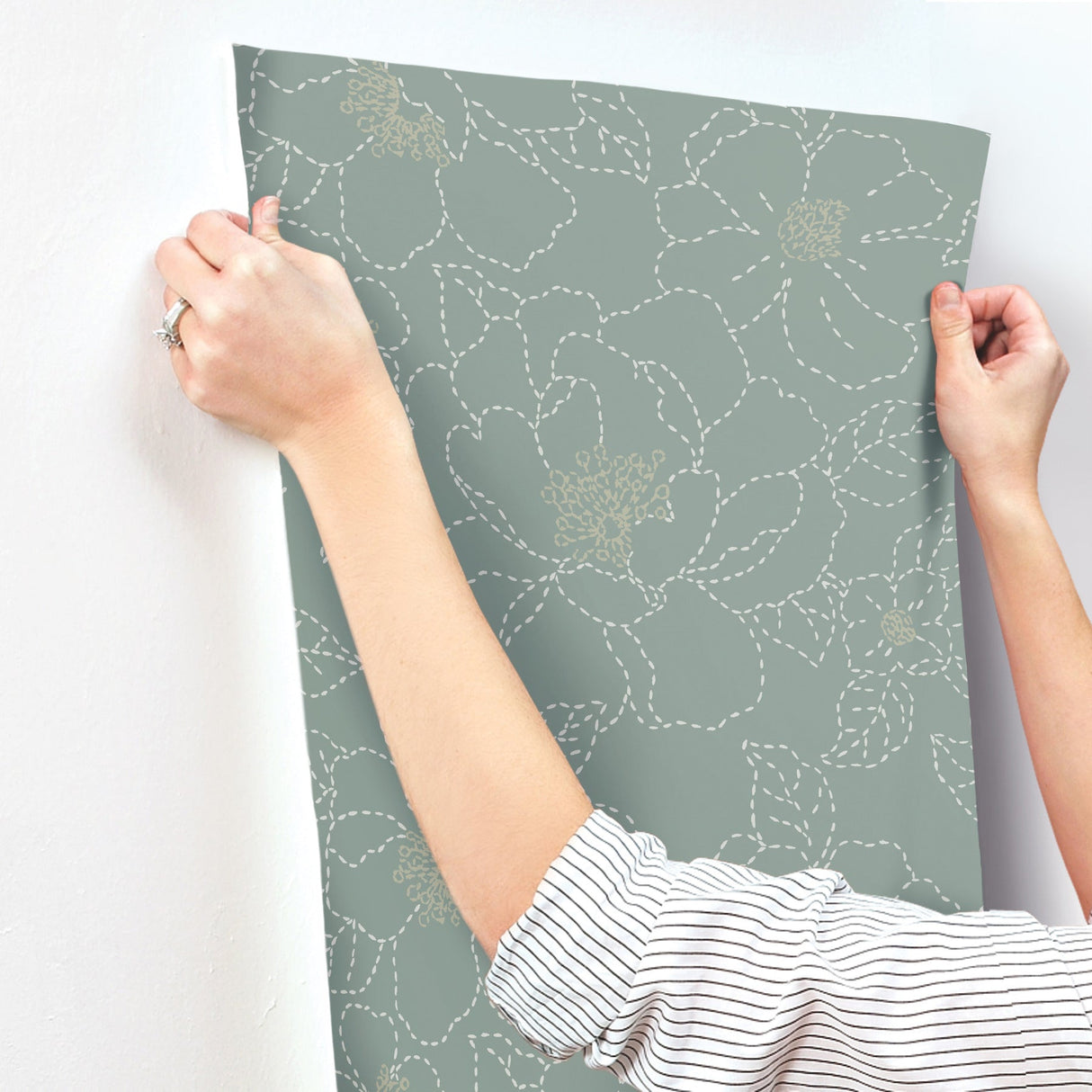 A-Street Prints 4122-27008 Gardena Sea Green Embroidered Floral Wallpaper - Eade's Wallpaper