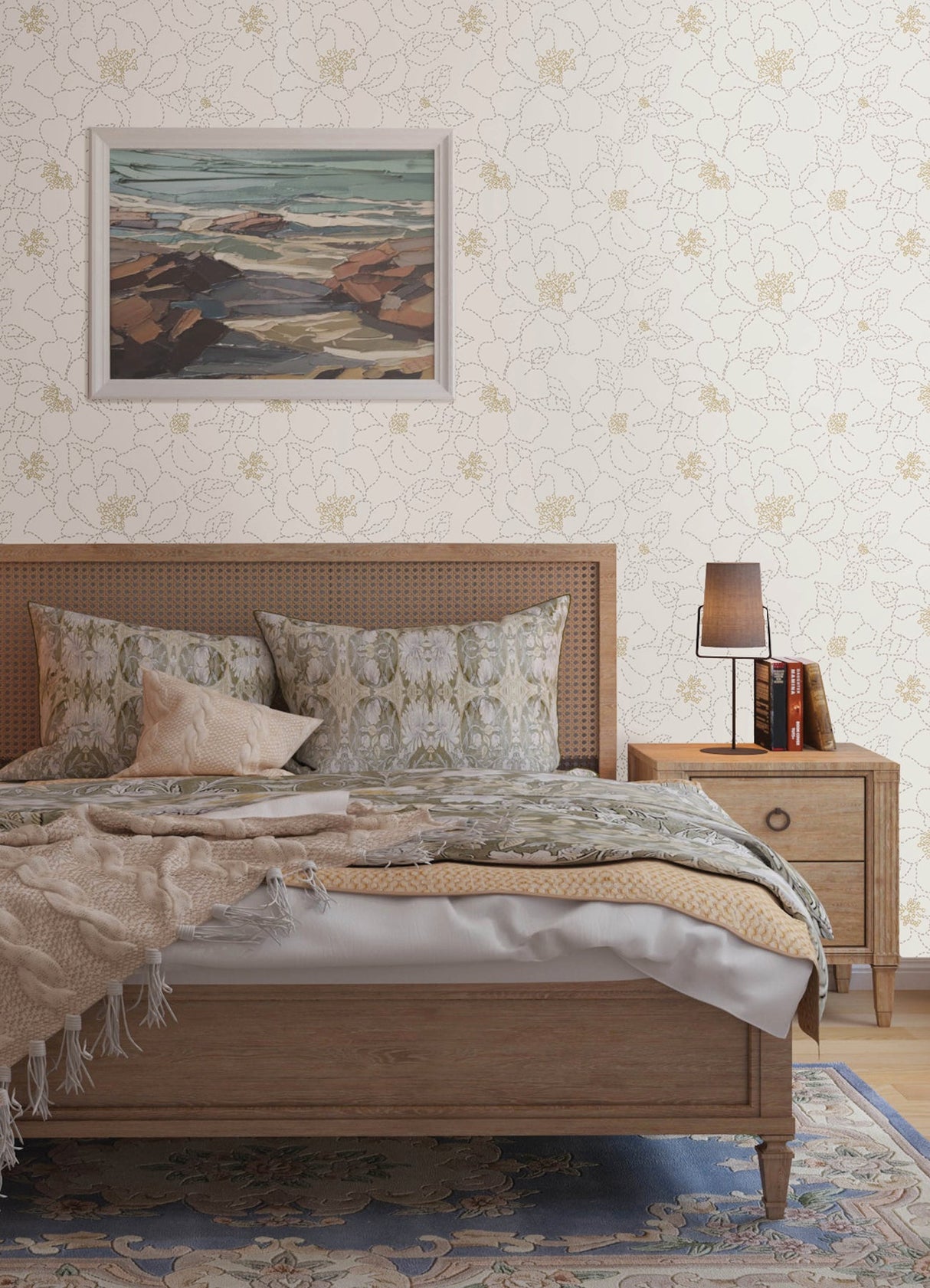 A-Street Prints 4122-27010 Gardena Sea Green Embroidered Floral Wallpaper - Eade's Wallpaper