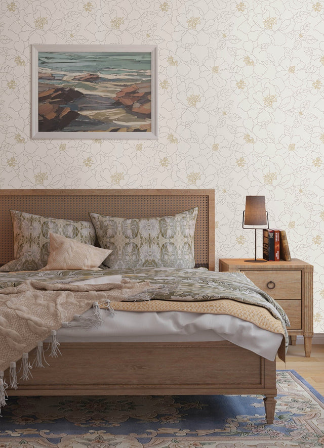 A-Street Prints 4122-27010 Gardena Sea Green Embroidered Floral Wallpaper - Eade's Wallpaper