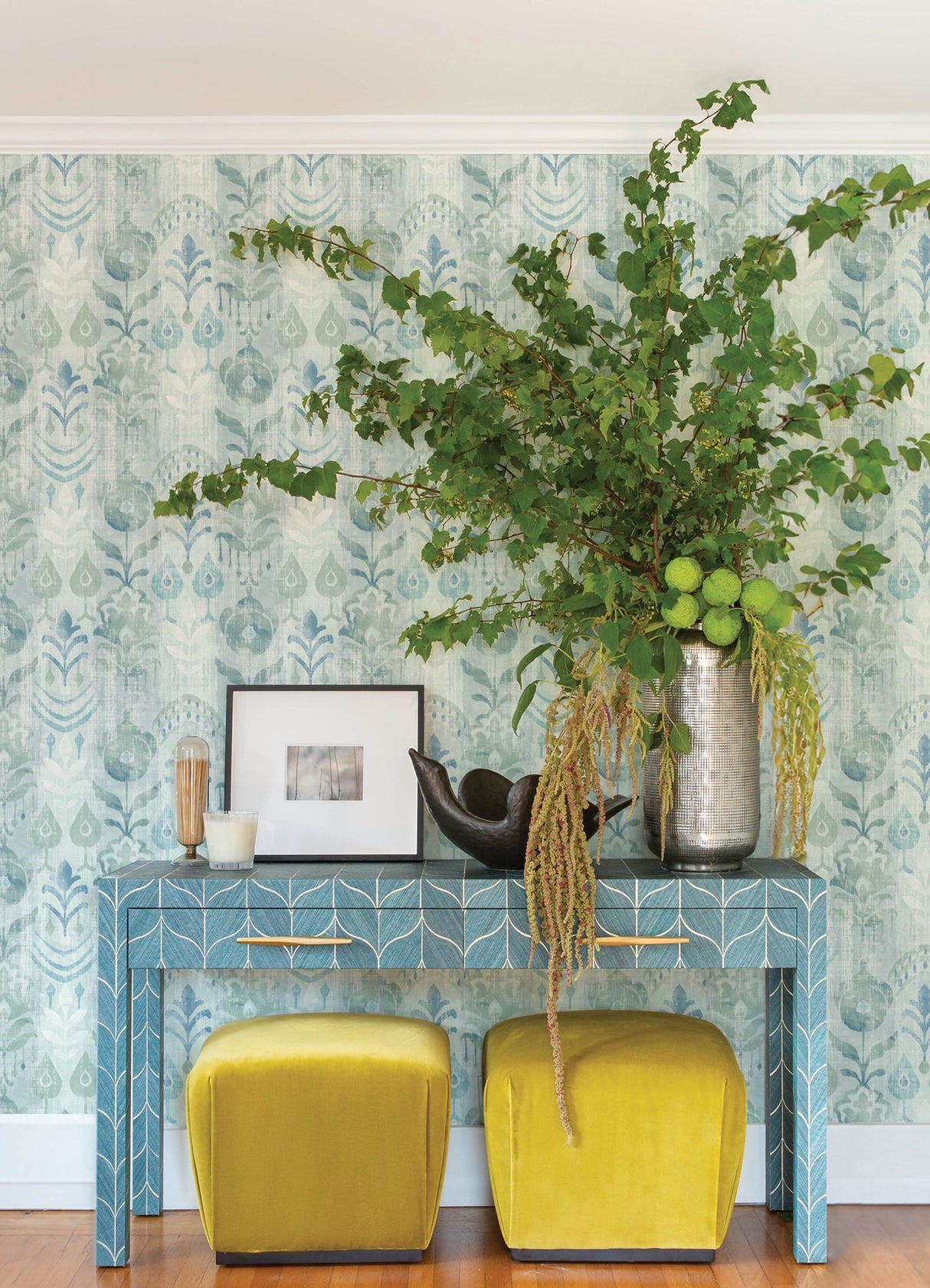 A-Street Prints 4122-27012 Pavord Green Floral Shibori Wallpaper
