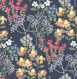 A-Street Prints 4122-27016 Cultivate Navy Springtime Blooms Wallpaper