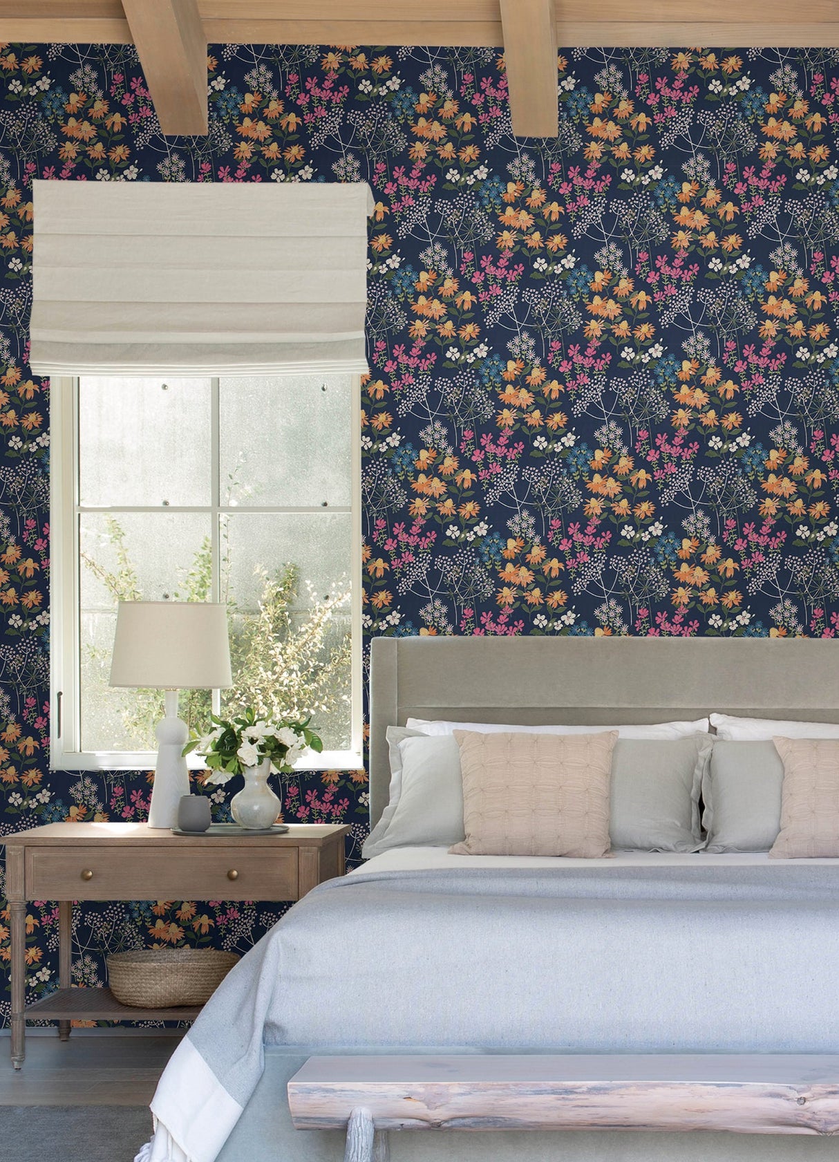 A-Street Prints 4122-27016 Cultivate Navy Springtime Blooms Wallpaper
