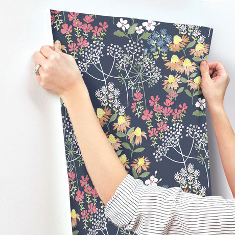 A-Street Prints 4122-27018 Cultivate Navy Springtime Blooms Wallpaper - Eade's Wallpaper