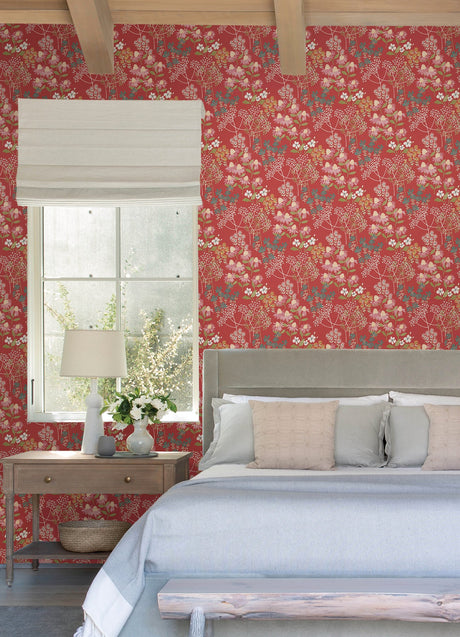 A-Street Prints 4122-27019 Cultivate Red Springtime Blooms Wallpaper