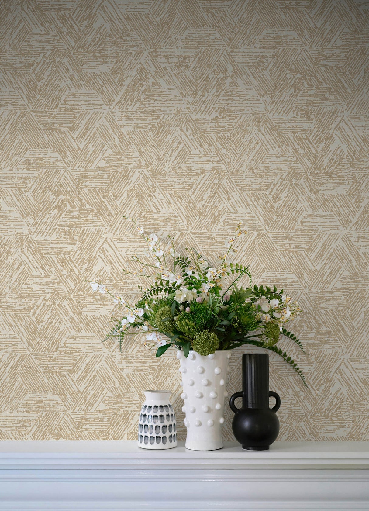 A-Street Prints 4122-27033 Retreat Light Brown Quilted Geometric Wallpaper