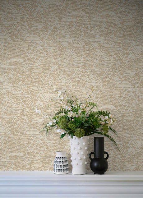A-Street Prints 4122-27033 Retreat Light Brown Quilted Geometric Wallpaper