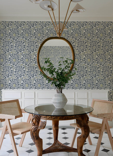 A-Street Prints 4122-27038 Divine Slate Abstract Medallion Wallpaper - Eade's Wallpaper