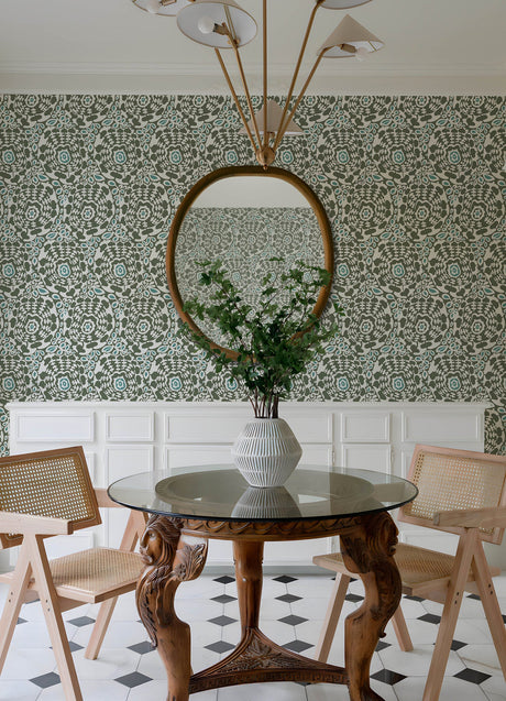 A-Street Prints 4122-27040 Divine Green Abstract Medallion Wallpaper