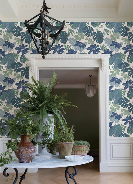 A-Street Prints 4122-72411 Medellin Blue Rainforest Floor Wallpaper