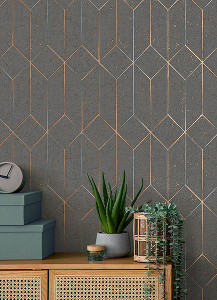 Eade’s Hayden Charcoal Concrete Trellis Wallpaper Charcoal