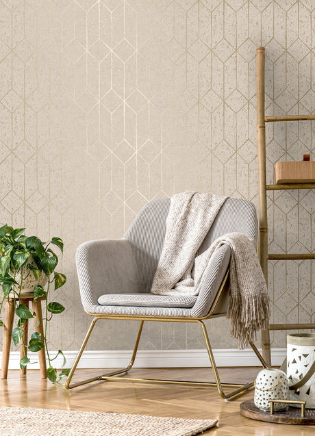 Advantage 4125-26702 Hayden Bone Concrete Trellis Wallpaper